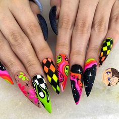 Discover the 16 Best Nail Art Designs of the Year That Will Transform Your Look! - HashtagNailArt.com Trippy Nail Art, Edgy Nail Art, Short Coffin Nails Designs, Art Nail Designs, Funky Nail Designs, Nailinspo Nailart, Funky Nail Art, Cute Toe Nails, Short Coffin Nails