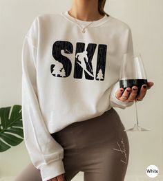 Aesthetic Ski Sweatshirt, Women's Skiing T-Shirt, Ski Gifts For Her, Ski Graphic Hoodie, Trendy Gifts For Skiing, A5173 WELCOME TO LITTLE PREPPY TEE.... If you are looking for soft, comfortable, first-class clothes that you can design for your most special days or your loved ones, you are at the right place! We love what we do here at Best Creative Designs and we strive to make your shopping experience just right for you. If you have any questions about our products, feel free to message us anyt Casual Tops For Winter Sports, White Long Sleeve Sweatshirt For Winter Sports, Casual White Sweatshirt For Winter Sports, Casual Crew Neck Sweatshirt For Snowboarding, Casual Crew Neck Sweatshirt For Ski Season, White Crew Neck Sweatshirt For Winter Sports, Casual Winter Skiing Tops, Casual Graphic Print Tops For Winter Sports, Sporty Tops For Ski Season