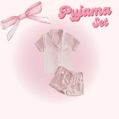 #pjs #pyjama #aesthetic #cute #coquette #pink #girly #tiktok Pyjama Aesthetic, Cute Coquette, Coquette Pink, Aesthetic Cute, Short Sleeve Button, Button Shirt, Pajama Set, Pajamas, Girl Outfits