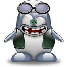 a cartoon penguin with goggles on its head