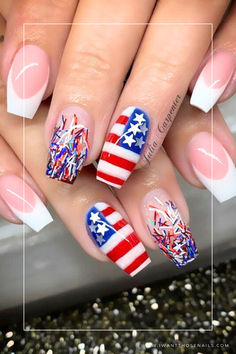 american flag nails designs 4th of july 4th Nails July, Flag Nail Designs, American Flag Nails, Flag Nails, America Nails, Patriotic Nails, Set Nails, American Nails, Blue Patterns