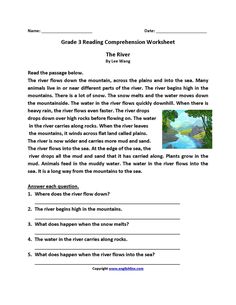 the river worksheet for grade 3 students to learn how to read and write