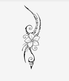 a black and white tattoo design with flowers