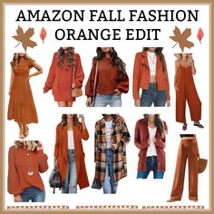 Burnt Orange Jacket Outfit Fall, Orange Plaid Jacket Outfit, Burnt Orange Outfits Female, Rust Shacket Outfit, Rust Jacket Outfit, Rust Cardigan Outfit Fall, Burnt Orange Jacket Outfit, Burnt Orange Cardigan Outfit