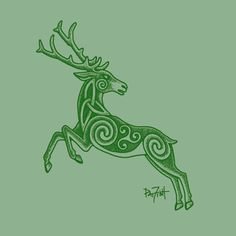 a drawing of a deer with intricate designs on it