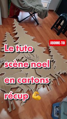 an image of a christmas tree made out of cardboard with the words lettuce scene noel en cartons recap