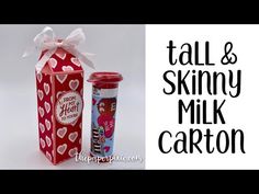 Today's project is a tall & skinny milk carton for a tube of M&Ms Minis! Mini Milk Carton, Diy Valentine's Treats, The Paper Pixie, Fete Ideas, Milk Cartons, Mini Treats, Mini Milk