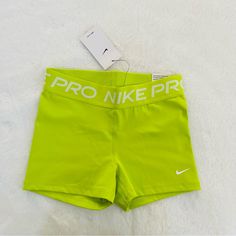 Brand New With Tags, Never Use, No Flaws Or Stains. Womens Nike Pro Spandex Shorts, Perfect For Training And Outside Activities. Tight Fit. Size: Medium Color: Lime Green Inseam: 3” I Ship Same Day Before 4pm Or Next Day. Weekend Sales Ship Monday. Five Start Seller. Nike Green Sportswear Bottoms, Green Fitted Training Bottoms, Fitted Green Training Bottoms, Green Fitted Bottoms For Training, Fitted Green Bottoms For Training, Fitted Green Sports Shorts, Nike Green Athleisure Bottoms, Nike Summer Athletic Fitted Shorts, Nike Stretch Sportswear Shorts