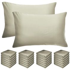 four pillows and six pillow cases are shown