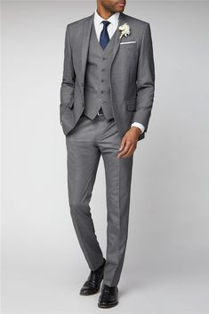 Occasions | Grey Slim Fit Men's Wedding Suit | SuitDirect.co.uk Casual Wedding Suit, Wedding Suits Men Grey, Grey Slim Fit Suit, Formal Attire For Men, Grey Suit Wedding, Grey Suit Men, Prom Suits For Men, Mens Wedding Attire, Wedding Outfit Men