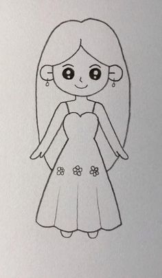 a drawing of a girl in a dress