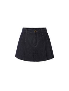 MO&Co. Women's High Waist Pleated Denim Culottes Features : - Pleated skirt design- Metal buttonsCode : MBB3SOTT03&MBC2SOTT08Length of size M is 32cmBlue : Model is 174cm tall and wearing a size M MATERIALS & CARE : Material : 100% CottonPlease select your own size in the size chart according to your figure and serve model size as a guideline. Clothes Png Bottoms, Png Bottoms, Pleated Skirt Design, Denim Culottes, Pleated Denim, Become A Fashion Designer, Denim Pants Women, Skirt Design, Kpop Outfits