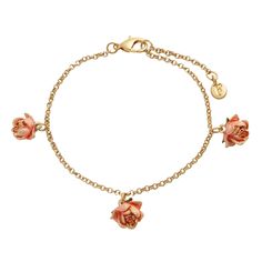 Embrace the timeless beauty of nature with the Rose Bud Bracelet, a delicate accessory perfect for art lovers and nature enthusiasts alike. This charming bracelet features three hand-painted enamel rose charms, inspired by the botanical illustrations of Dr. Robert John Thornton. Each charm is intricately hand-carved and set on a fine chain, making it a sophisticated addition to your museum visits or everyday artistic adventures. The charms are crafted from 22ct worn-gold plated zinc alloy with e Fable England, Charming Bracelet, John Thornton, Chain Making, September Birthstone Jewelry, Hand Painted Jewelry, Botanical Illustrations, Rose Bud, Zodiac Jewelry