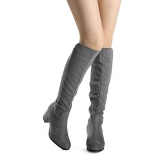 Experience fashion with a hint of classic elegance with the Pixie Black Knee High Fashion Boots. Crafted from quality materials and featuring a bold design, these boots are the perfect blend of fashion and comfort. Show off your style and stride in confidence! Thermoplastic Elastomers sole Shaft measures approximately 14" from arch Heel measures approximately 2.3 inches" Boot opening measures approximately 15" around High Fashion Boots, Comfort Show, Big Calves, Winter Knit Hats, Grey Boots, Urban Street Style, Cute Boots, Black Knees, Urban Street