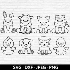 the svg dxf set includes six different animals