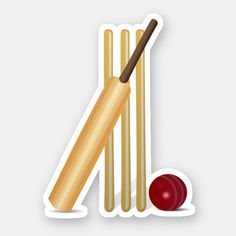 a cricket sticker with a bat and ball