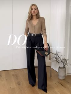 Athlesuire Office Outfit, Work Outfits Trousers, Women Work Outfits 2023, Winter Business Professional Outfits Cold Weather, London Office Outfit, Lydia Tomlinson Outfits Fall, Edgy Corporate Outfits, Tight Cardigan Outfit, Lydia Tomlinson Outfits