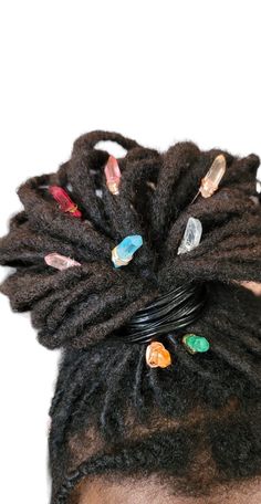 Quartz Crystal Hair Pins, Bun Pin, Hairpiece, Quartz Pins, Bridesmaid Hair Pins, Loc Jewelry, Dreadlock Hair Accessories - Etsy Loc Styles With Hair Clips, Loc Charms Dreadlock Accessories, Tia Corine, Dreadlock Hair, Bun Pins, Bridesmaid Hair Pins, Dreadlock Accessories, Loc Jewelry, Crystal Hair Pins