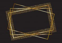 an abstract golden frame on a black background with gold sparkles in the shape of a rectangle