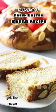 two pieces of bread sitting on top of a white plate