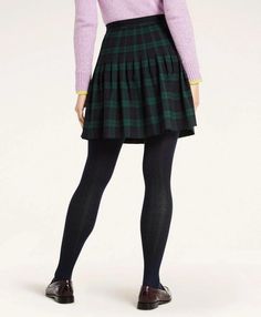 Nod to timeless style in a Highlander-inspired skirt woven in Scottish Black Watch tartan..Front panel button closure; banded waist; flat front, pleats at back; button tabs at waist..20' center back length; 65% polyester; 32% viscose; 3% elastane; dry-clean only; imported..Nod to timeless style in a Highlander-inspired skirt woven in Scottish Black Watch tartan. Front panel button closure; banded waist; flat front, pleats at back; button tabs at waist. 20' center back length; 65% polyester; 32% Skirts For Work, Watches Women Black, Cha Ching, Black Watch Tartan, Tartan Skirt, Plaid Skirt, Womens Dress Pants, Glamour Fashion, Black Tights