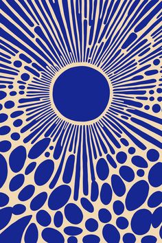 an abstract blue and white background with circles, dots and lines in the shape of a sunburst