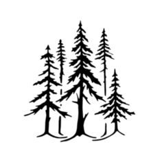 a black and white drawing of trees