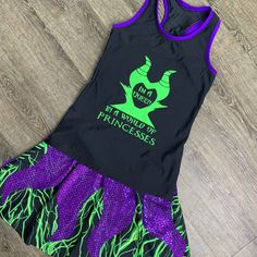 Included in this purchase is: - Racerback running shirt with detailed applique - Maleficent inspired sparkle skirt - Arm sleeves available for additional cost These racerback shirts are very high quality and made with great craftsmanship for our fans. This listing includes the racerback spandex running shirt and matching sparkle skirt. Shirt is made from high quality athletic material to create a form fitting and comfortable athletic shirt (nylon/spandex blend). You will feel the difference! The