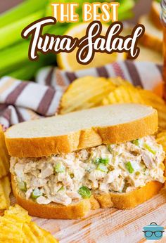 the best tuna salad sandwich with chips and ketchup