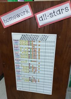 a bulletin board with some stickers on it that says homework all - stars and the words homework all - stars