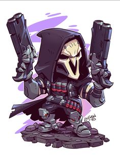 Chibi Overwatch, Derek Laufman, Overwatch Reaper, Chibi Marvel, Overwatch Wallpapers, Overwatch Fan Art, 다크 판타지, 캐릭터 드로잉, Chibi Characters