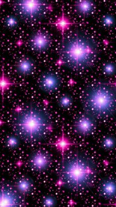 pink and blue stars on a black background