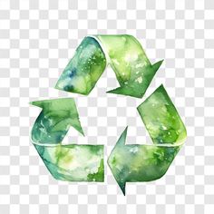 a watercolor painting of a recycle symbol on a transparent background png