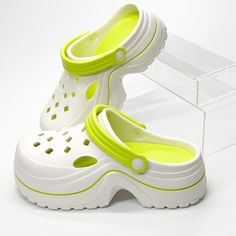 Women's Summer Hollow-Out Thick-Soled Increase Height Slip-On Sandals With, Anti-Slip And Outdoor Beach Shoes Green Fashionable    Plain    Women Shoes, size features are:Bust: ,Length: ,Sleeve Length: White Casual Eva Clogs, White Trendy Slip-on Jelly Sandals, White Eva Clogs With Round Toe, White Round Toe Eva Clogs, Green Slip-on Sandals For Summer, Slip-on Flat Heel Clogs For Beach, Casual Green Platform Slippers For Summer, Green Slip-on Platform Slippers For The Beach, Casual Slip-on Green Sandals