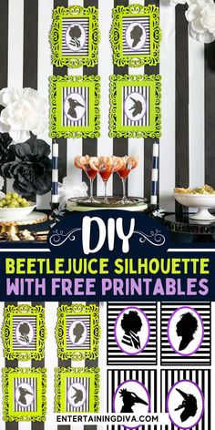 DIY Beetlejuice Silhouette Pictures | Halloween Beetlejuice Crafts For Kids, Beetlejuice Jack O Lantern, Beetlejuice Free Printables, Beetlejuice Bulletin Board, Beetlejuice Party Games, Beetlejuice Backdrop, Beetlejuice Printables, Beetlejuice Office Decorations, Beetlejuice Door Decoration