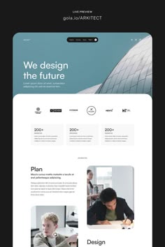 an image of a website page with the title'we design the future '