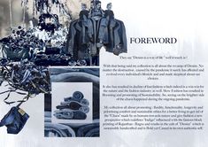 an article about the art and architecture of foreverworld, with images of clothing on display