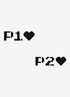 pixel hearts are shown in black and white, with the words f2 2 below them