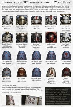 an image of armor and helmets for warhammers in the middle ages, with text below