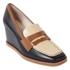 Sanctuary Smart Creation Cadence Leather Wedge Loafer  The Cadence wedge loafer with a rounded square toe and neutral upper is a fresh update on a classic style. The leather welt detail adds a touch of sophistication.