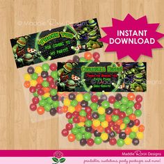 teenage mutant ninja turtles birthday party candy wrappers