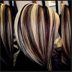 Haircut Ideas Trendy, Blonde Highlights On Dark Hair, Bob Haircut Ideas, Hair Highlights And Lowlights, Gorgeous Hair Color, Hair Streaks, Fall Hair Color For Brunettes