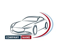 a car logo with the image of a sports car on a white background royalty illustration