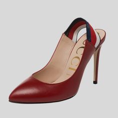 Gucci Sylvie Web Accent Leather Slingback Pumps Red Size: Color: Has Been Worn Before In Excellent Condition. Gucci Sylvie, Shoes Gucci, Slingback Pump, Gucci Shoes, Red Color, Shoes Women Heels, Shoes Heels, Pumps, Gucci