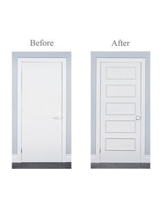 Five Piece Self-Adhering Retro Door Moulding Kit - Luxe Architectural Flat Door Makeover Diy, 6 Panel Door Makeover, Hollow Core Door Makeover Diy, Flat Panel Door Makeover, Hollow Core Door Makeover, Diy Panel Door, Door Molding Kit, Wall Moulding Panels, 5 Panel Doors