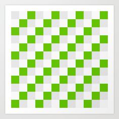 a green and white checkered pattern art print