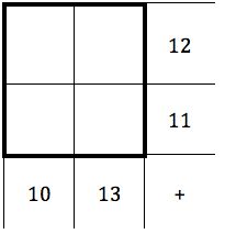 the square is divided into two squares with numbers on each side and one in the middle