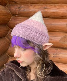 The Willow Bud fisherman is the cutest little acorn beanie with its unique slightly pointed design🌿 Made of super soft materials, this hat is so comfortable you'll forget you're even wearing it!  🌱 one of a kind 🍦  🌱 aqua vine tassels  🌱 all synthetic materials 🌱 one size fits most (fits S-L heads) My head is 22in and it fits nicely over my ears. This hat is a bit larger than the all pink one.  Washing instructions: machine wash cold in delicates bag, lay flat to dry. Pattern: Willow Bud (Bonnet) by @the.entangled.fae Handmade with love by Miran in Qathet, BC, on  traditional Tla'amin Nation Lands. Follow me on Instagram @coastal_critter Cozy Adjustable Super Soft Hats, Soft Beanie Hat One Size Fits Most, Adjustable Soft Knit Beanie Hat, Adjustable Soft Knit Beanie, Adjustable Cozy Soft Hat, Cozy Adjustable Soft Hat, Cute Fitted Beanie For Winter, Cute Fitted Winter Beanie, Adjustable Knit Beanie