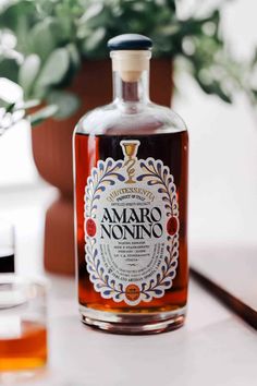 a bottle of amaro nonino sitting on a table