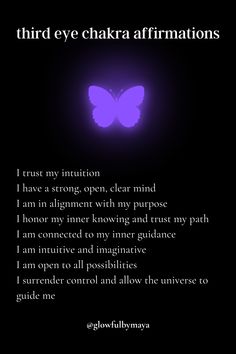 third eye chakra affirmations by glowfulbymaya [positivity grateful motivational happiness self love spirituality] Third Eye Chakra Aesthetic, 3rd Eye Chakra Affirmations, Third Party Removal Affirmations, Third Eye Affirmations, Spiritual Beginner, Third Eye Aesthetic, Eye Affirmations, Third Eye Chakra Affirmation